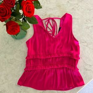 Hot pink ruffle tank